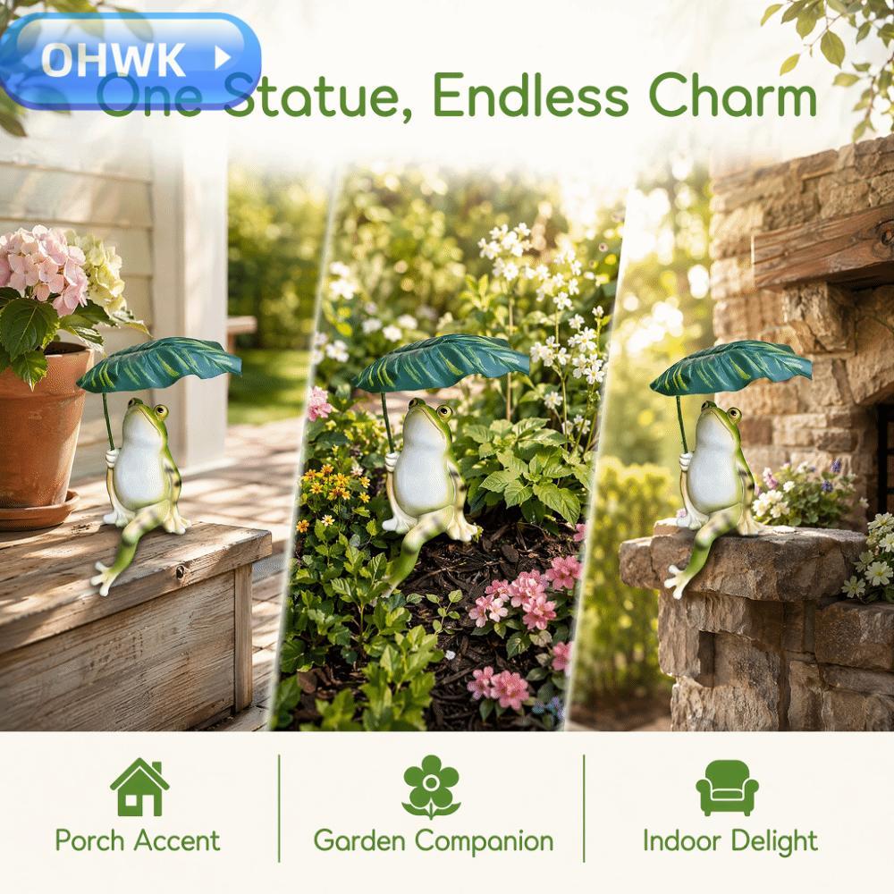 OHWK Parasol Holding เรซิ่นสวนประติมากรรม,เรซิ่นคงที่ Parasol Outdoor Courtyard ตกแต่งเรFigurine,4.7