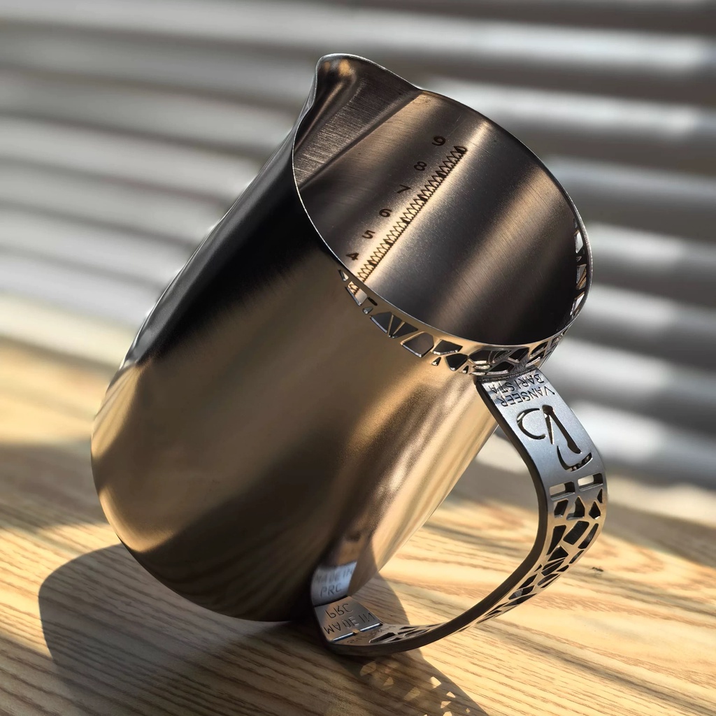 VanseerBarista Hollow นูน VB450ml กาแฟ Latte กระบอก 304 สแตนเลส Frother นมถ้วย