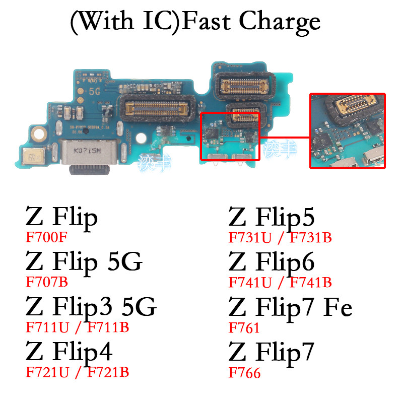 1 ชิ้น Usb Dock พอร์ตชาร์จสําหรับ Samsung Galaxy Z Flip 2 3 4 5 6 7 Fe 5G F700 F707 F711 Charger Boa