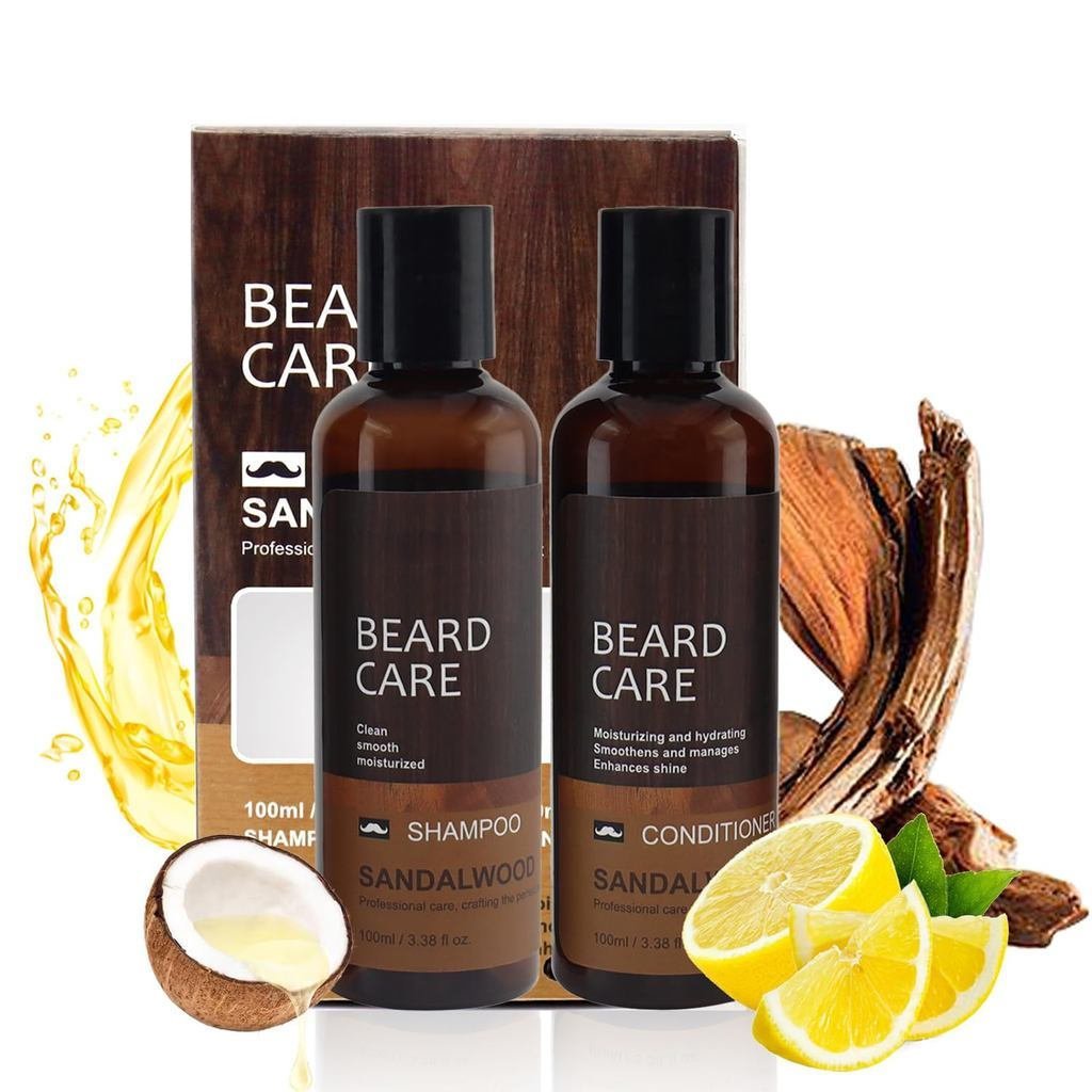 UB5J BeardWash&ConditionerSetforMen-Glycerin&CoconutOilFormulaพร้อมไม้จันทน์Scent,s&StrengthensFacia