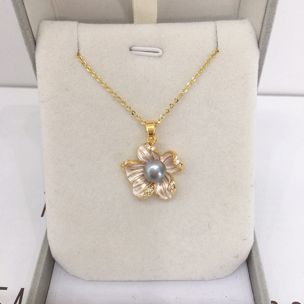 บ้านสด Zhu และ Yuan Origin จี้ไข่มุกน้ําจืดธรรมชาติ High-End รู้สึก Frosted ดอกไม้เพิร์ลจี้เครื่องปร