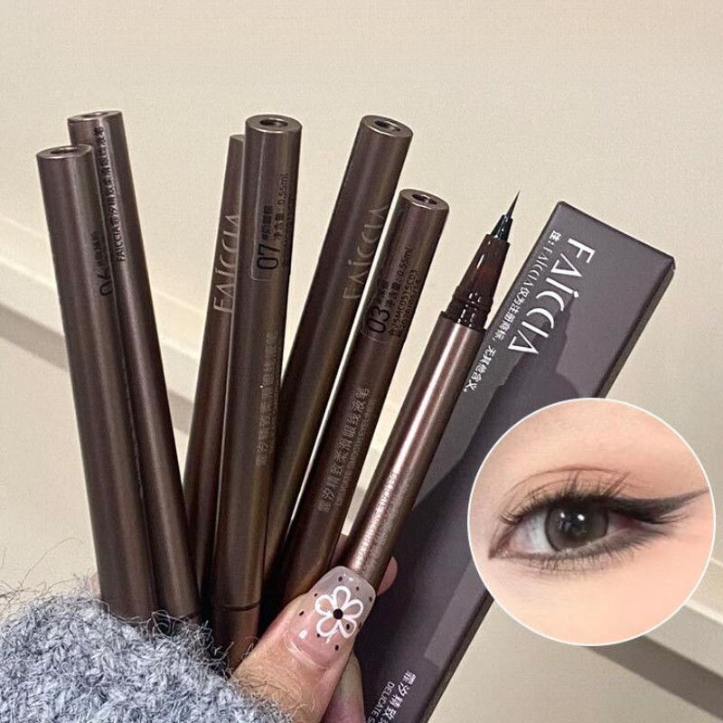 新款*FAICCIA Eyeliner Pencil Extremely Thin Liquid Eyeliner Pencil Waterproof Long-Lasting Brown Eyeli