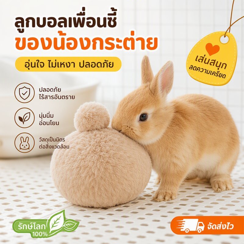 ของเล่นกระต่าย ตุ๊กตากระต่ายนุ่ม ลูกบอลบรรเทาความเครียด ของเล่นลับฟัน ช่วยลดความเครียด ขัดฟันได้ ปลอดภัยต่อสัตว์เลี้ยง
