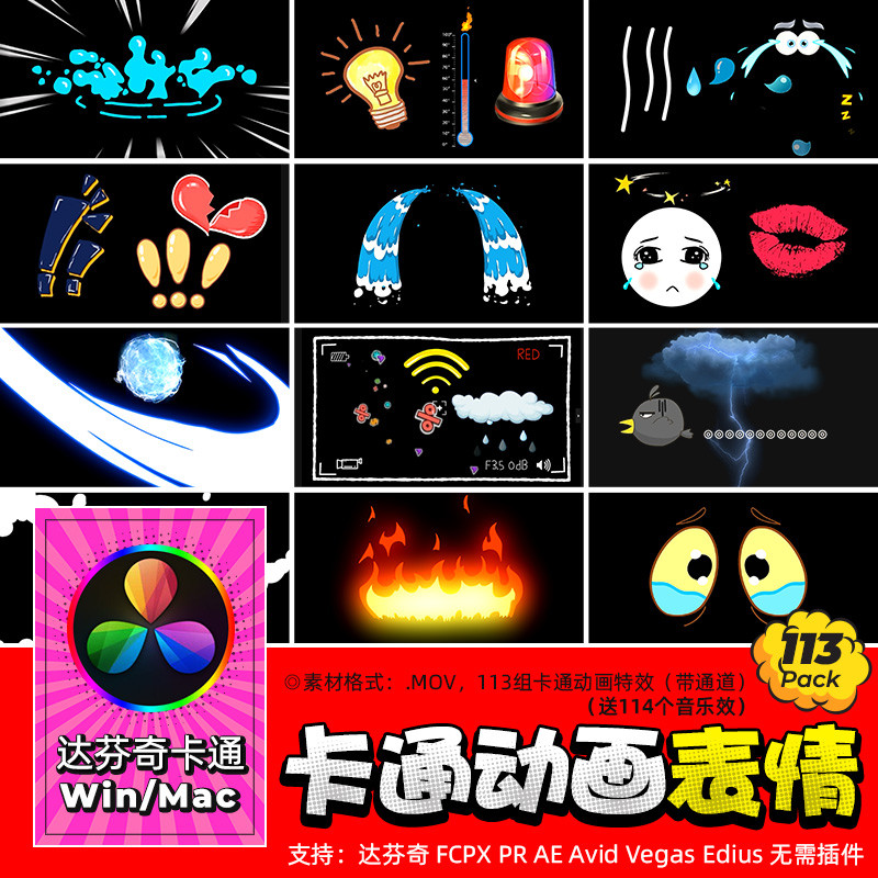 Da Vinci Variety Animation fcpx Dynamic Animation Video Material pr/ae Program เทคนิคพิเศษ Emoticon 