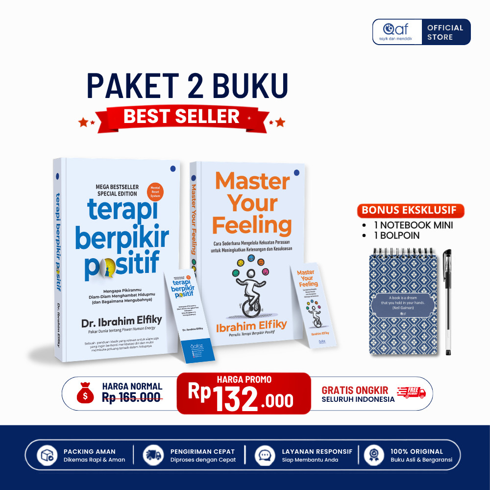 [ Qaf ] หนังสือ - SAVING PACKAGE Positive Thinking Therapy Book + Master Your Feeling | Bonus NoteBo