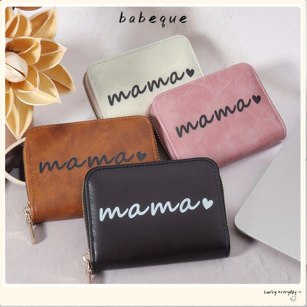BABEQUE Coin Wallet, PVC Zipper Pocket Card Holder Wallet, Compact Money Clip Multi-Slot mama Printi