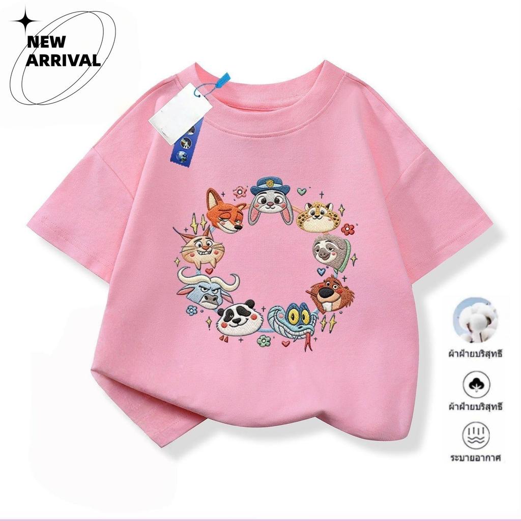 (จัดส่งตลอด 24 ชั่วโมง) Zootopia ซูโทเปีย เสื้อยืดแขนสั้นเด็กผ้าฝ้ายบริสุทธิ์ ฤดูร้อน ลายการ์ตูนใหม่ สไตล์แฟชั่นสำหรับเด