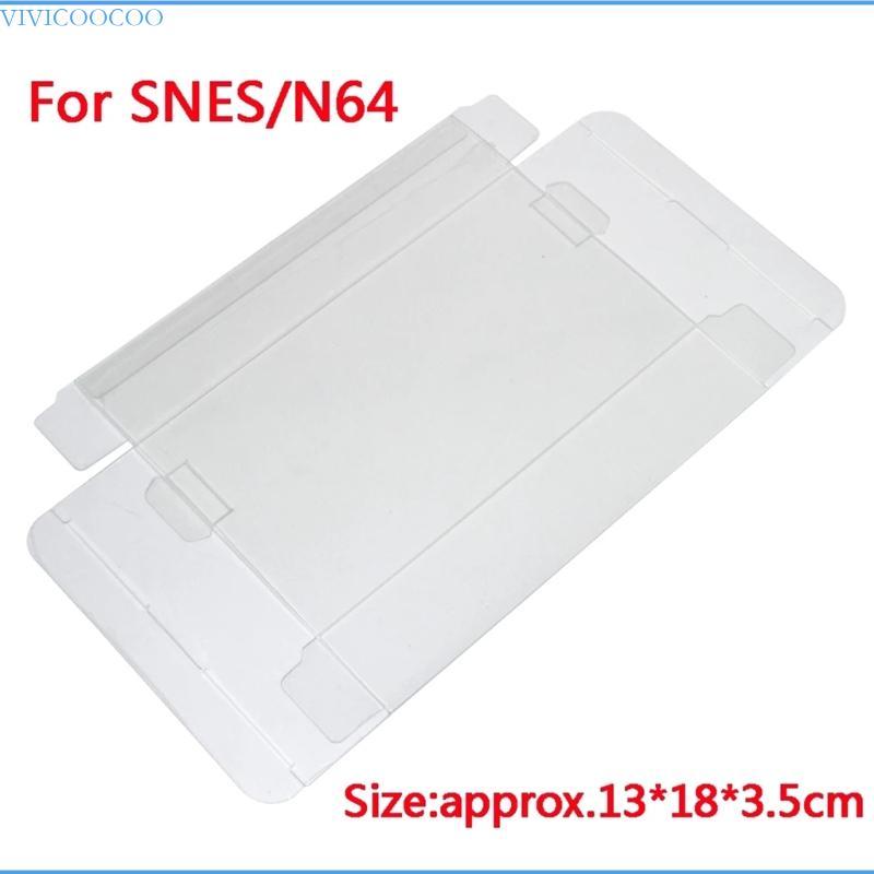 VIVI Clear Transparent Protector Case CIB Games กล่องพลาสติก PET สําหรับ SNES N64 กล่องเกม