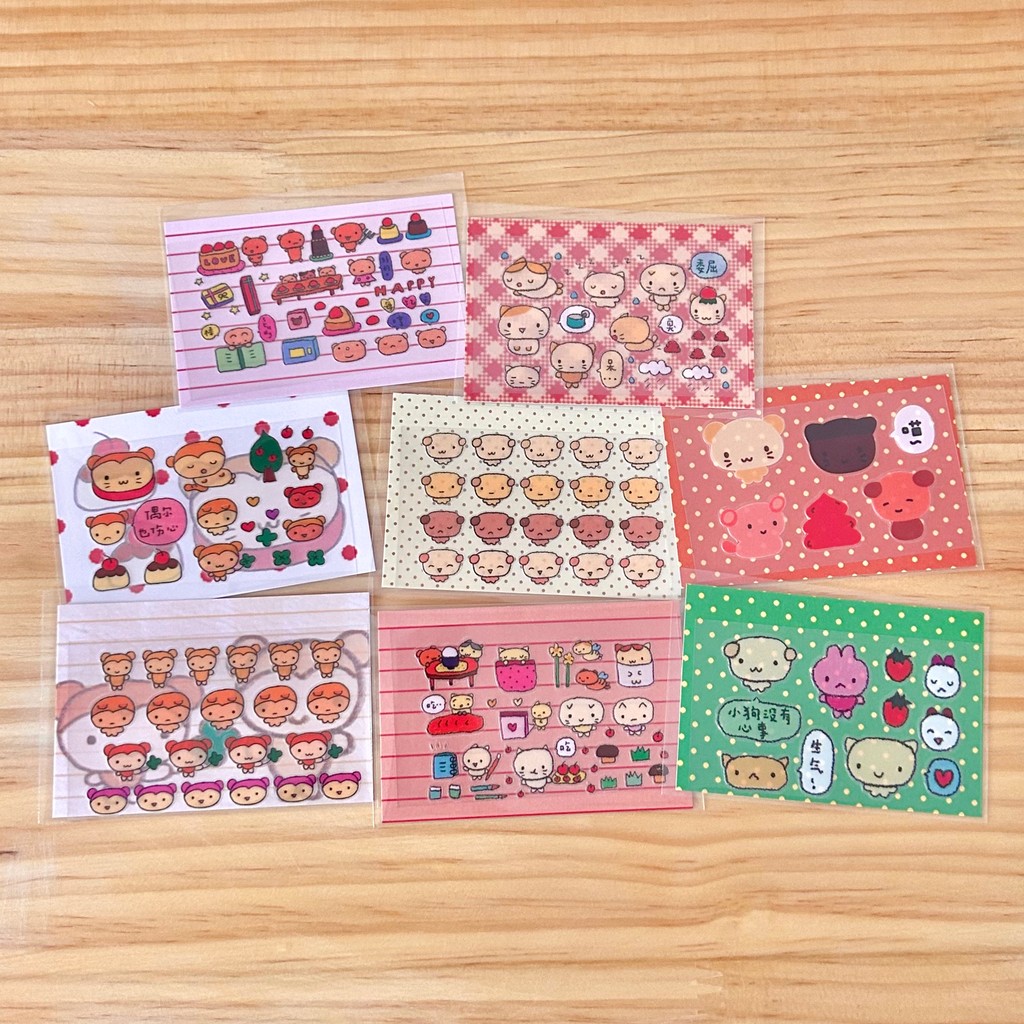 So Bear Original Cute Small Animal Daily Mood Element Sticker with Special Paper Back Card mini