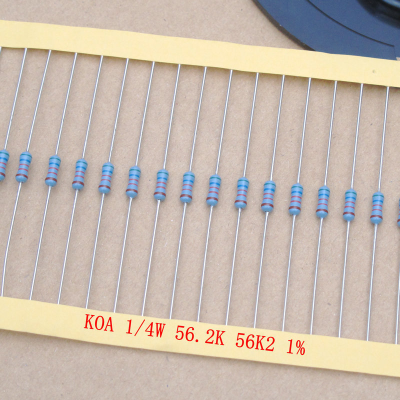 10 ชิ้นญี่ปุ่น KOA 56.2K ตัวต้านทาน 1/4W 0.25W ทองแดงฟุตฟิล์มโลหะ MF1/4DCT52R5622F
