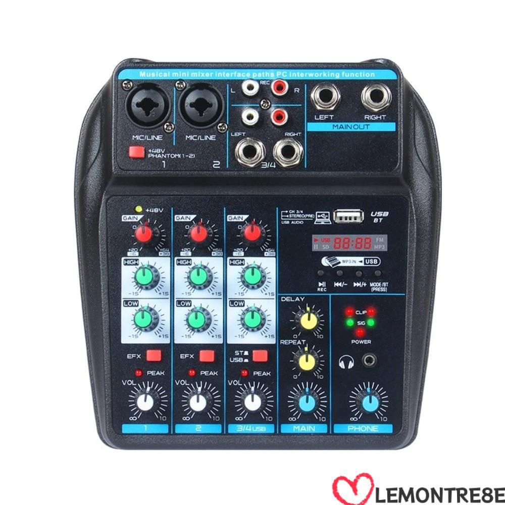 LEMONTREE Audio Mixer, Bluetooth Monitor Karaoke System DJ Console Mixer, Portable with 48V Phantom 