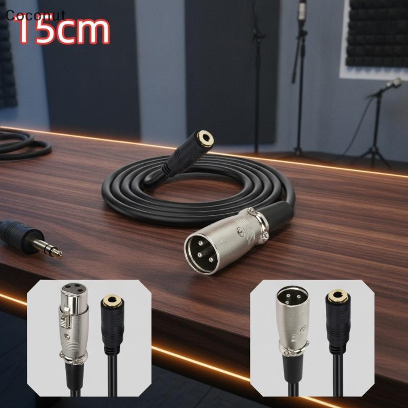 [มะพร้าว] การนําไฟฟ้าสูง 3.5 มม. ถึง XLR 3Pin สายสัญญาณเสียงปลั๊กชายสเตอริโอสําหรับไมโครโฟน DJ Live 