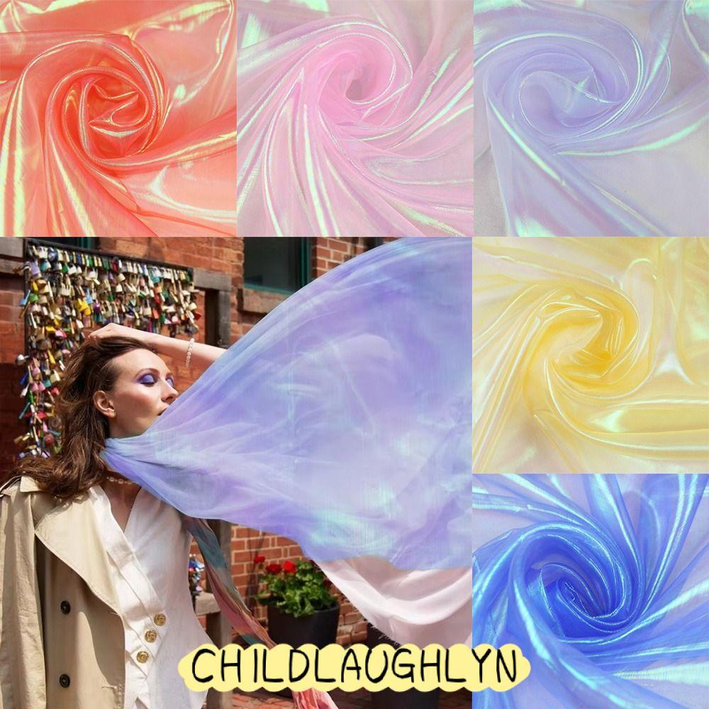 CHILDLAUGHLYN Laser Tulle, ผ้า Organza เงาโปร่งใส, ตกแต่ง Tulle บาง Soft Tulle ผ้า Stage