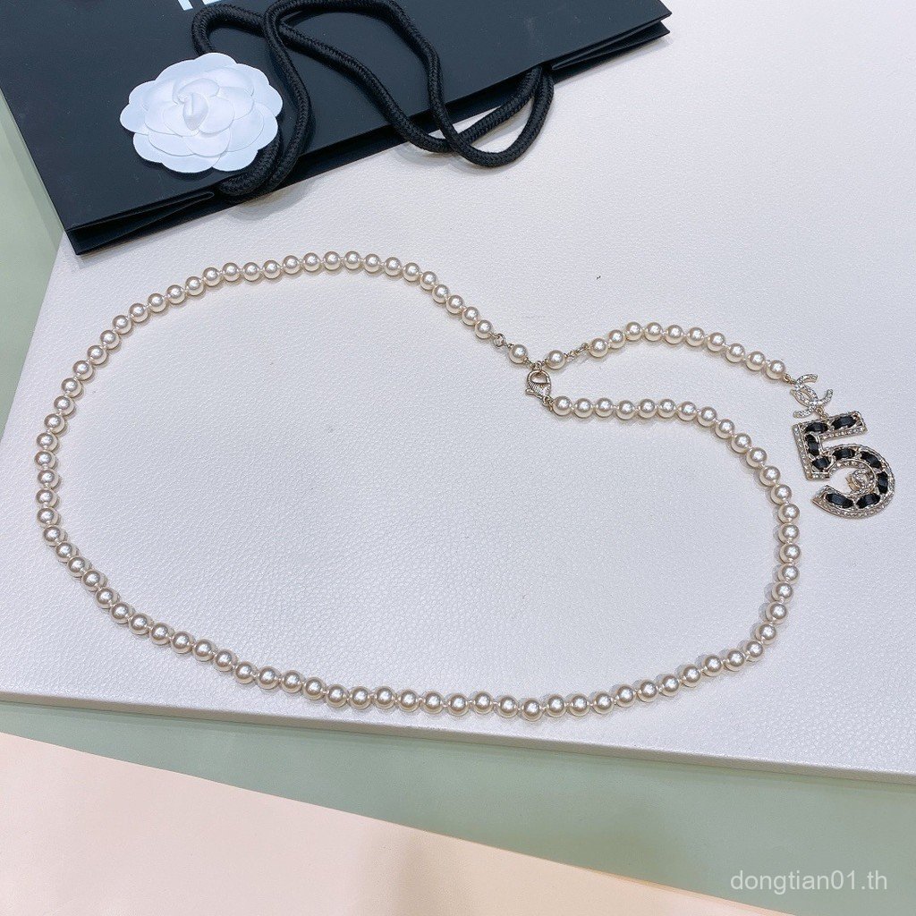 MCR4 Ch 5-Character เอวสไตล์ใหม่พรีเมี่ยม High-End หนังสวมใส่ Rhinestone Pearl สร้อยคอเอว