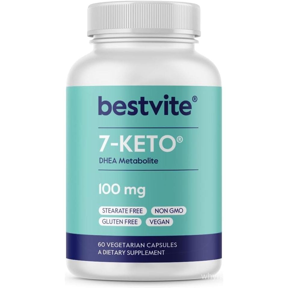 BESTVITE 7-Keto 100mg DHEA (60 Veg Caps) - No Stearates - Vegan - Non GMO | กลูเตนฟรี - ส่วนผสมที่จด