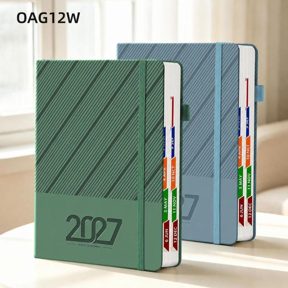 OAG12W 2027 Agenda Book, To Do List A5 Schedule Book, Portable Planner Reminder Textured PU Calendar