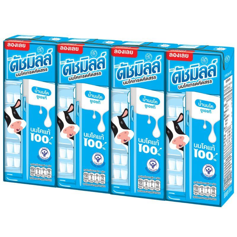 ดัชมิลล์ซีเล็คเต็ดนมยูเอชทีรสจืด 180มล. แพค4 Dutch Mill Selected UHT Milk Plain 180ml. Pack4 [บาร์โค้ด 8853002303257]