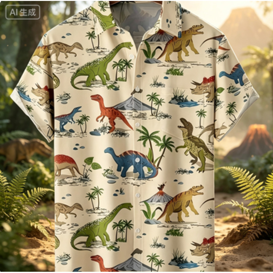 New 3D Dinosaur Printing Shirts for Men Plants Mushroom Graphic Shirts for Women Children Fashion Ha