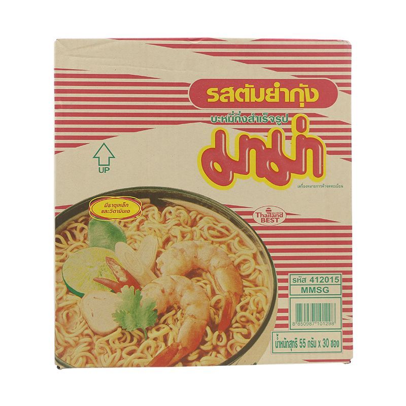 มาม่าบะหมี่กึ่งสำเร็จรูปรสต้มยํากุ้ง 55ก แพค 30 Mama Instant Noodles Shrimp Tom Yum 55g Pack 30 [885