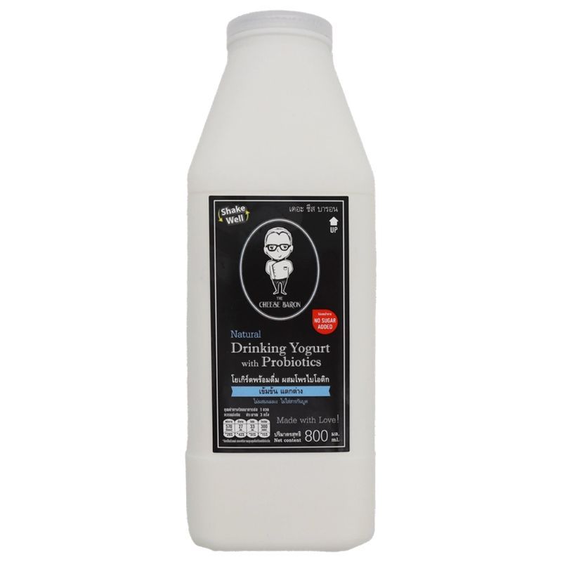 เดอะชีสบารอนโยเกิร์ตพร้อมดื่มผสมโพรไบโอติกรสธรรมชาติ 800มล The Cheese Baron Natural 800ml [บาร์โค้ด 8859601300314]