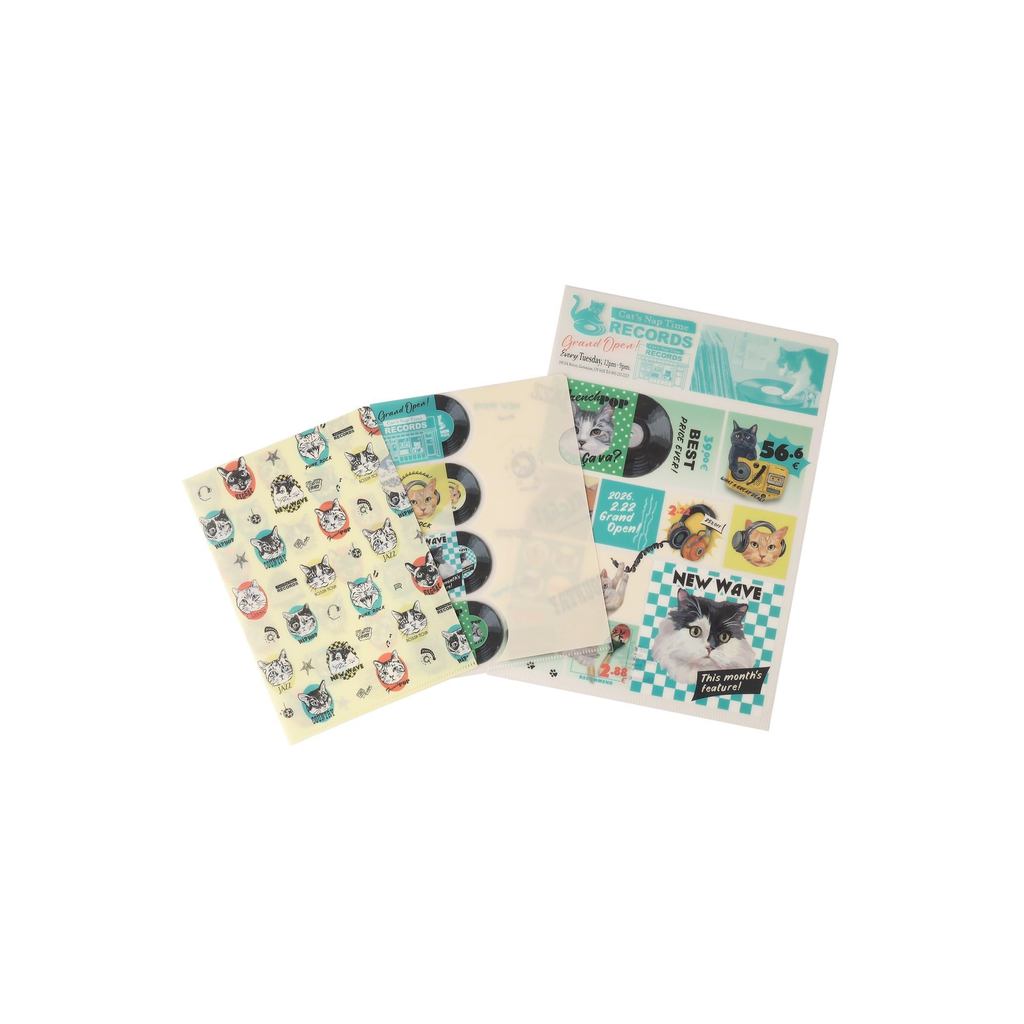 Afternoon Tea LIVING Cat’s NapTime Clear File 3pcs Set A4 A5 Cat Design Japan