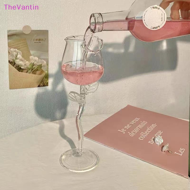 TheVantin Rose-Shaped Red Wine Glass Rose Shape แก้วไวน์สี Rose Leaf 150/400ml Rose Shaped Red Wine 