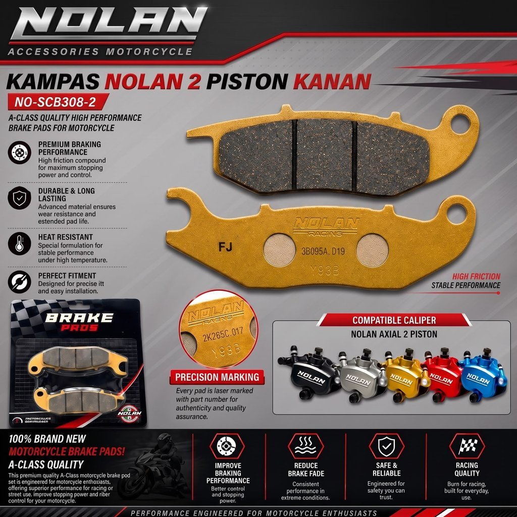 ผ้าเบรค NOLAN Caliper Nolan Axial 2 ลูกสูบ SCB308 มีซ้ายและขวา