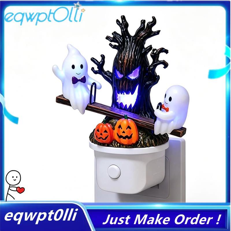 ^eQQ^ฮาโลวีน Ghost Night Light ฮาโลวีน Ghost Night Light 3D เรืองแสง Ghost Wall Light พร้อมฟักทองต้น