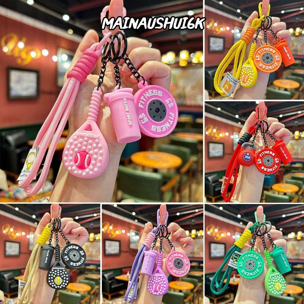 MAINAUSHUI6K ชุดไม้เทนนิสพวงกุญแจ, พร้อมหัวเข็มขัด Dopamine Fitness Series จี้, สไตล์จําลองที่ถอดออก
