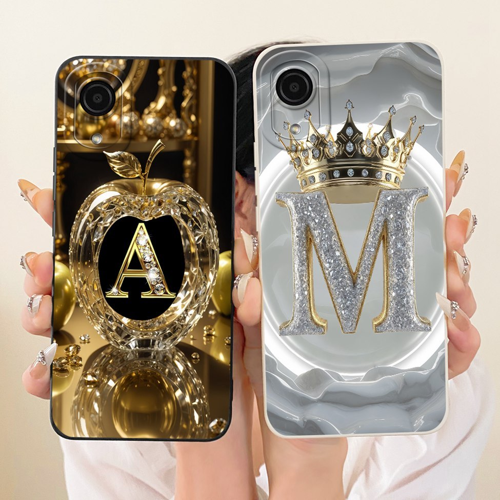 สําหรับ Samsung A03 Core กรณี SM-A032F ตัวอักษรหรูหราแฟชั่น Crown 2D ทาสีสําหรับ Samsung Galaxy A03 