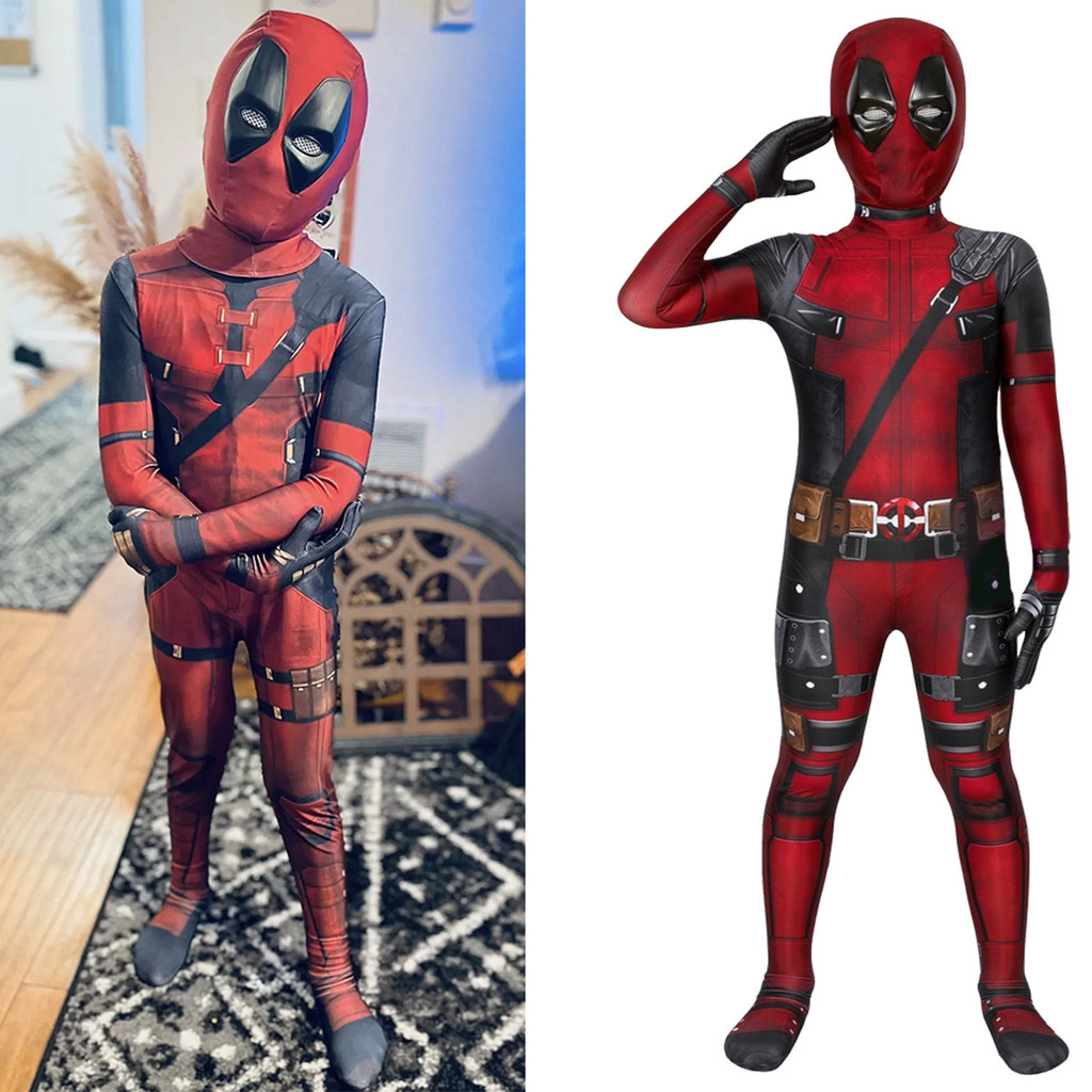 Deadpool ชุดเด็ก Wade Wilson Jumpsuit คอสเพลย์ฮาโลวีนเครื่องแต่งกาย