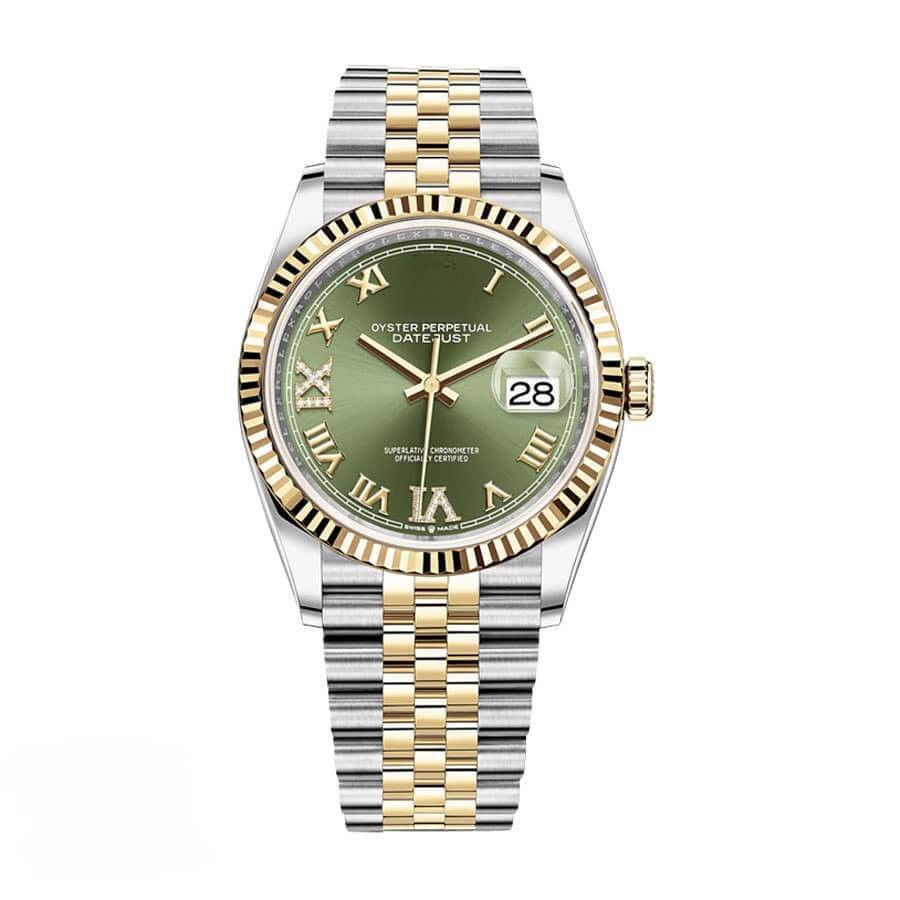 นาฬิกา126283Rbr Mechanical Dial Wrist Automatic datejust Watch สีเขียวโรมัน 41mm36