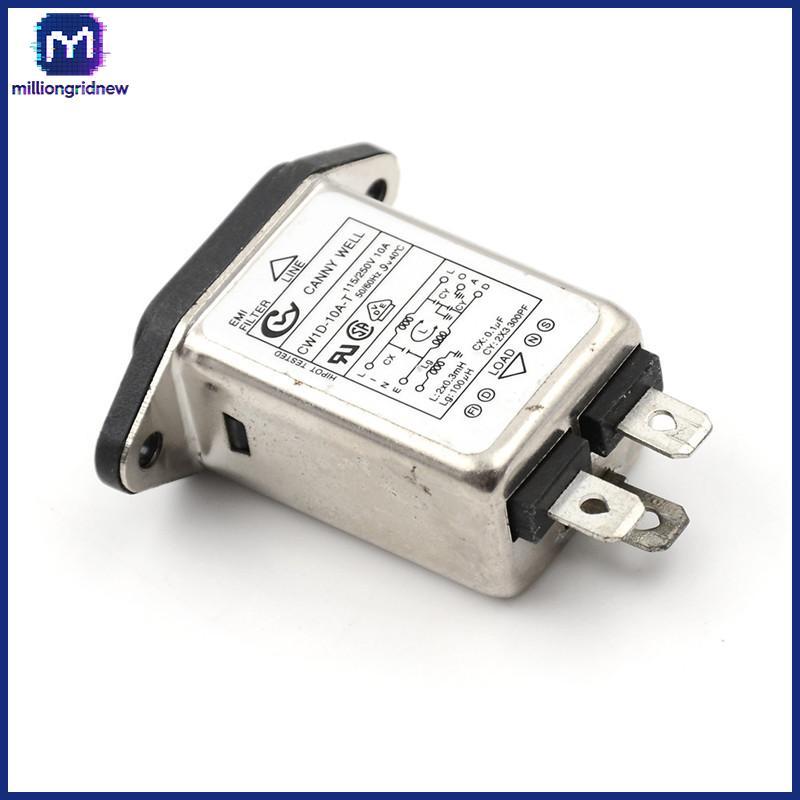 [ล้านgridnew] 1 ชิ้น EMI RFI Filter AC 250V 10A CW1D-10A-T Suppressor Power Line ตัวกรองเสียงรบกวน
0