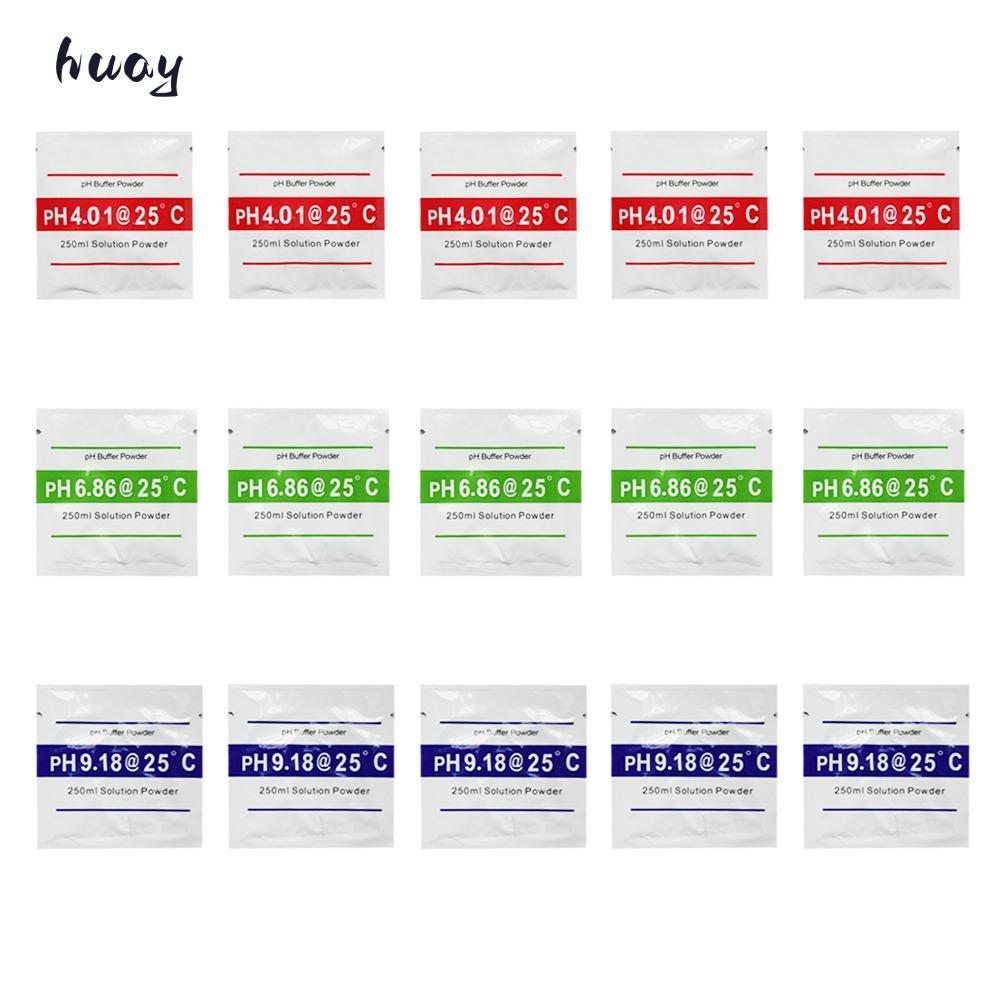 HUAYU 15 ชิ้น PH Meter Calibration Solution Powder, PH 6.86 PH 4.01 PH Buffer Solution Powder, PH 9.