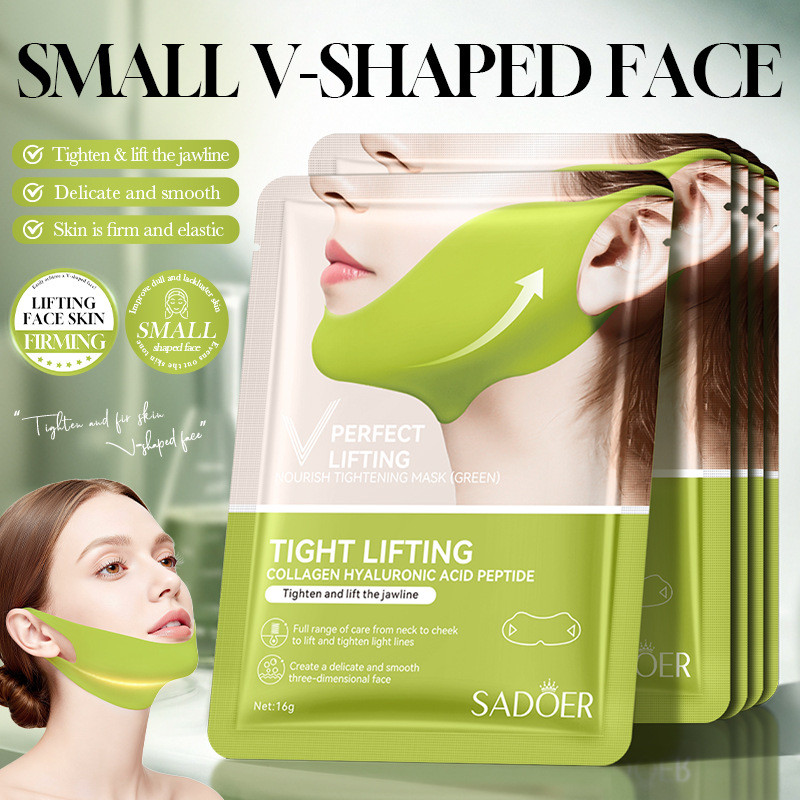 1 ชิ้นคอลลาเจน V-Shape Lifting Firming Mask 16g กระชับ Jawline Smooth Hydrating Peptide Hyaluronic A