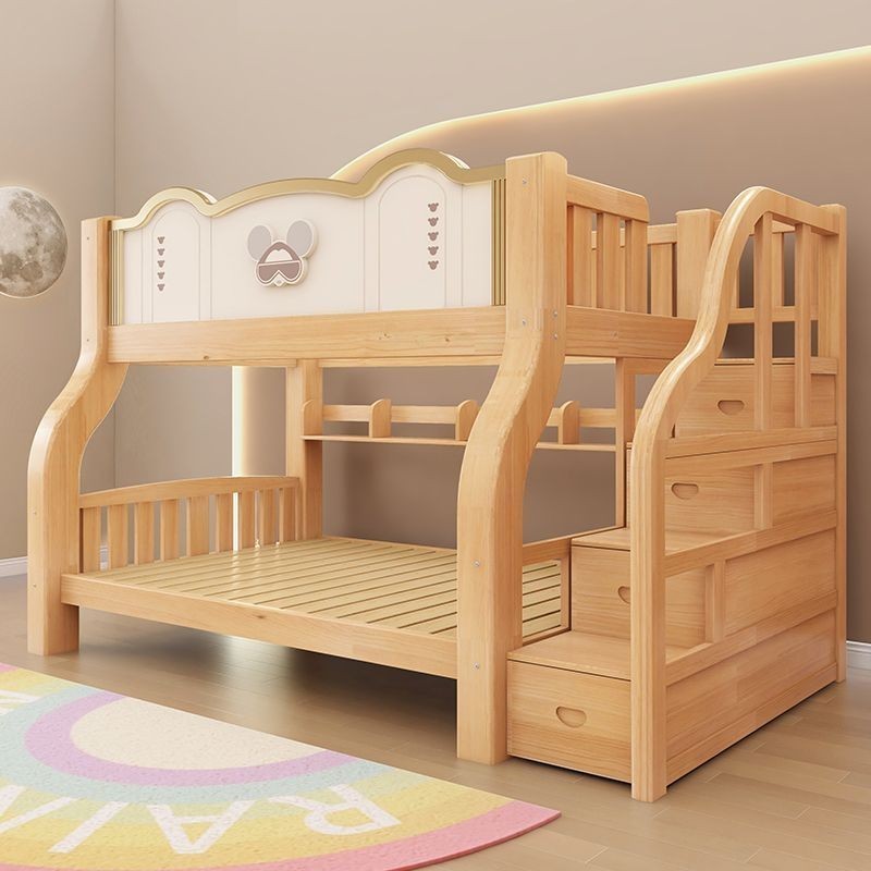 Solid Wooden Bed Frame Multifunctional bed Adults Modern Queen Bunk Bed Modern Bunk Bed For Kids Adu