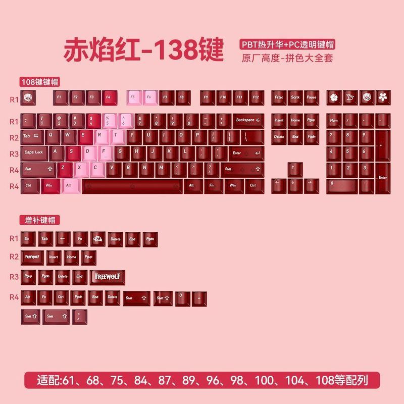 P PBT + PC Keycap แกนแม่เหล็กคีย์บอร์ดแบบกลไกโรงงานเดิมความสูงแป้นพิมพ์หมวกเหมาะสําหรับ ACE68 EV63 W