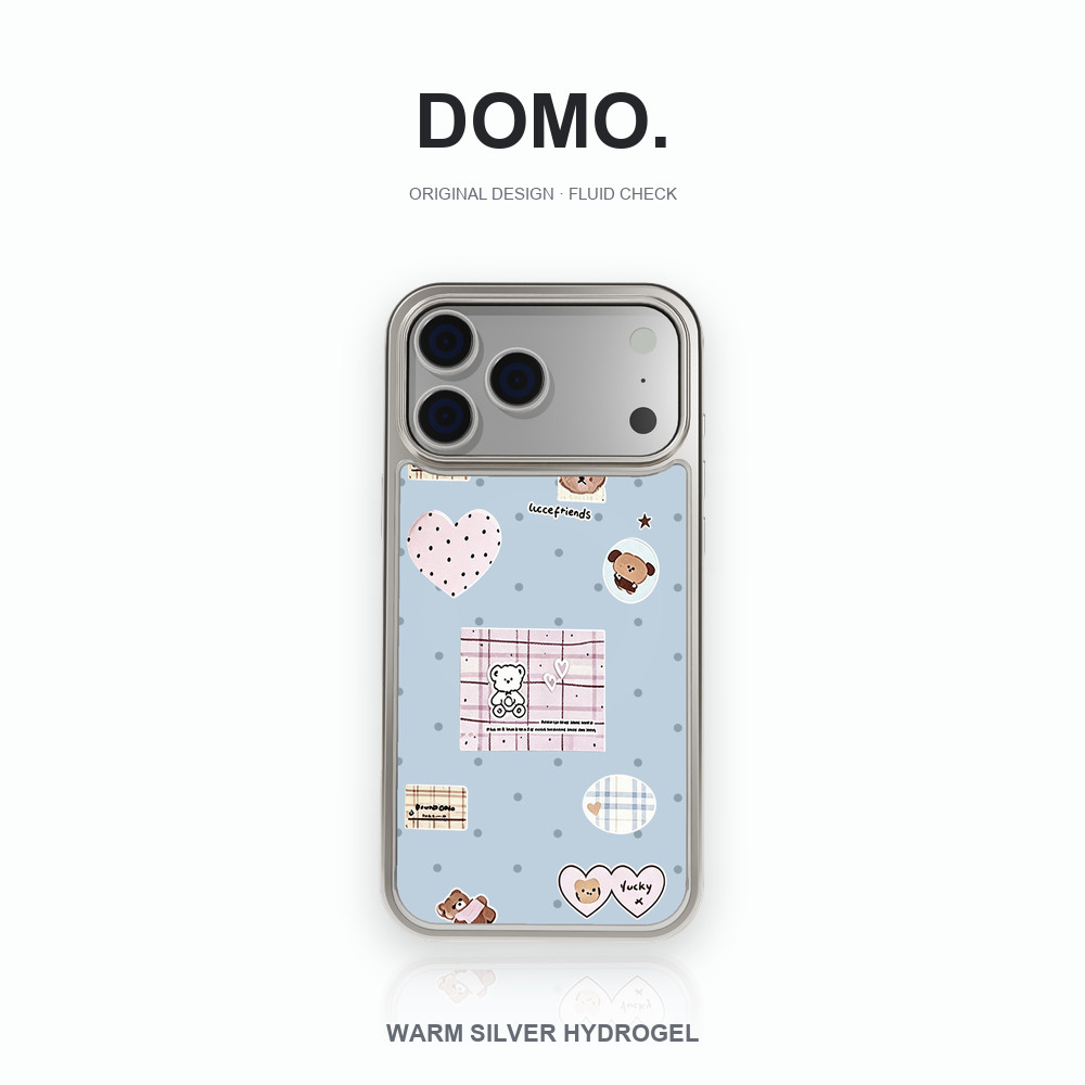 เคสไฮโดรเจลขอบเงินลายสีขาวสำหรับ iPhone 18 Pro Max 18 Pro 18 17 Pro Max 17 Pro 17 Air 16 15 14