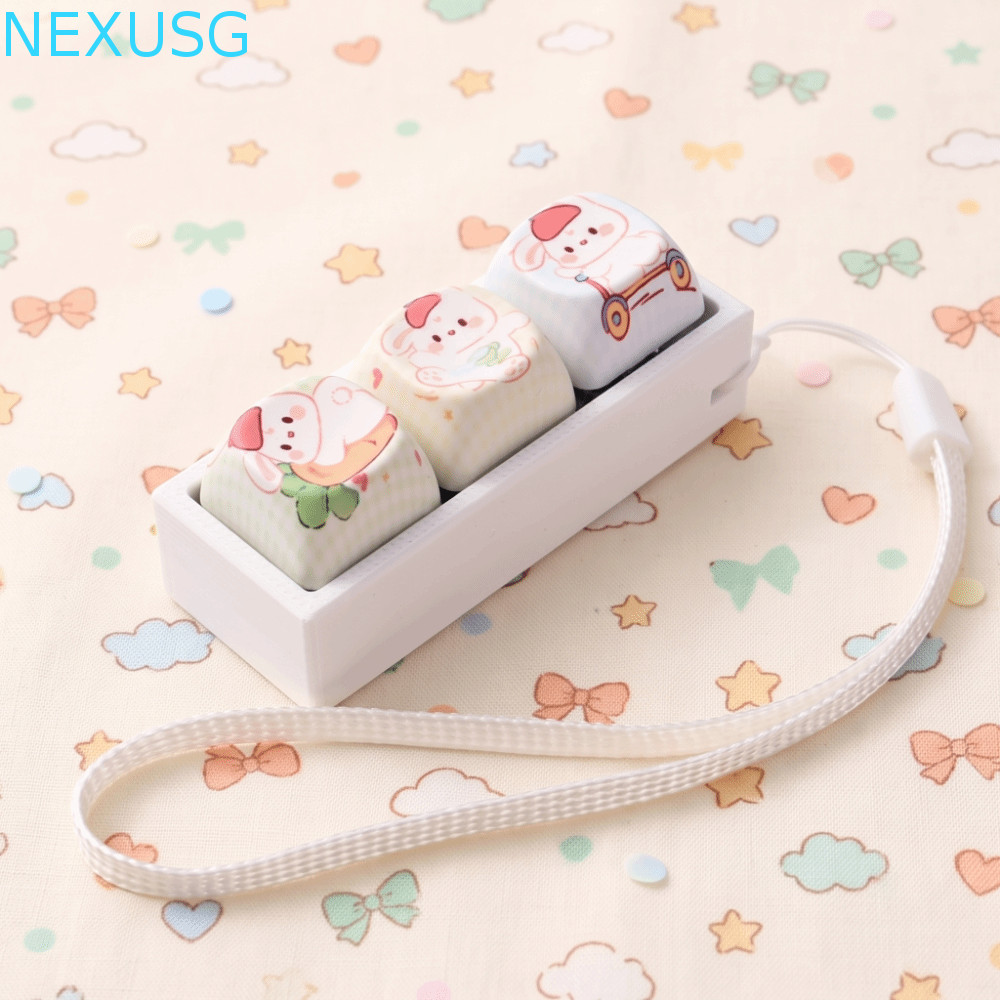 NEXUSG Keycap Fidget พวงกุญแจ, การ์ตูนแมว 3 คีย์คีย์บอร์ด Clicker ของเล่นพวงกุญแจ, Keycap พวงกุญแจ M