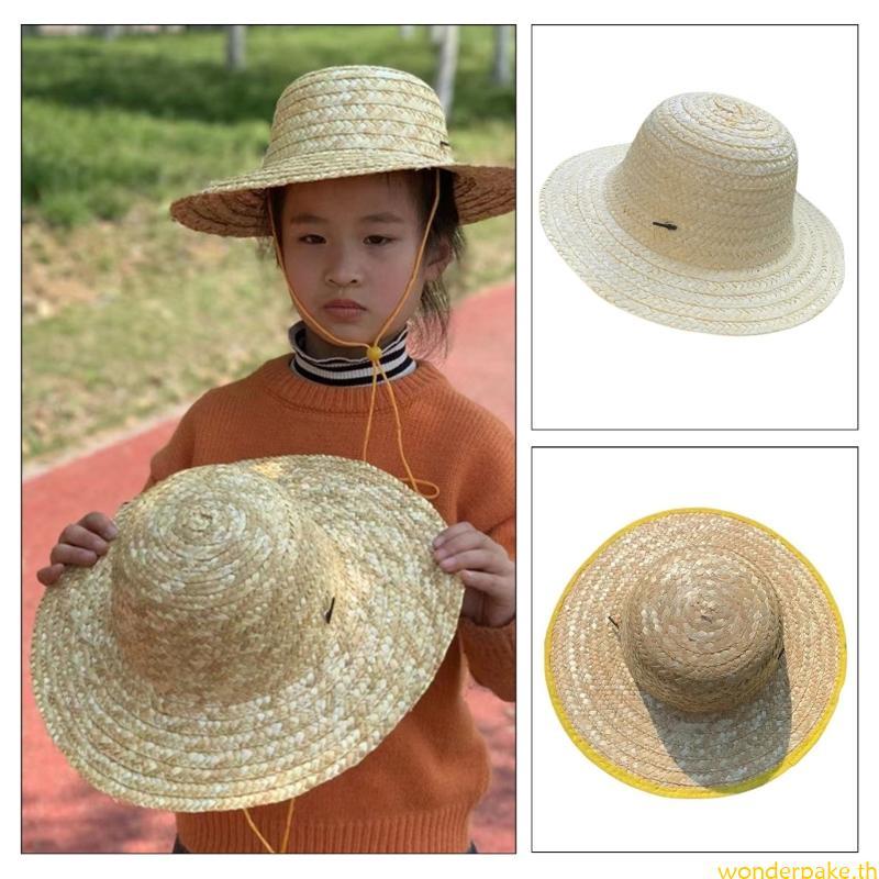 Wonder Children Straw Hat acation Beach Sun Hat Beach Breathable Sunproof Farmer Hat