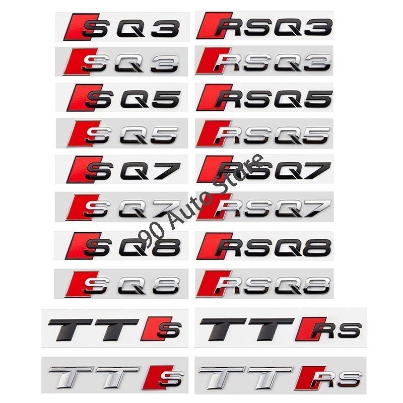 ดัดแปลงตัวอักษร RSQ3 RSQ5 RSQ7 RSQ8 TTRS TTS 3D ABS รถสติกเกอร์ด้านหลังสําหรับ Audi Auto Trunk Emble