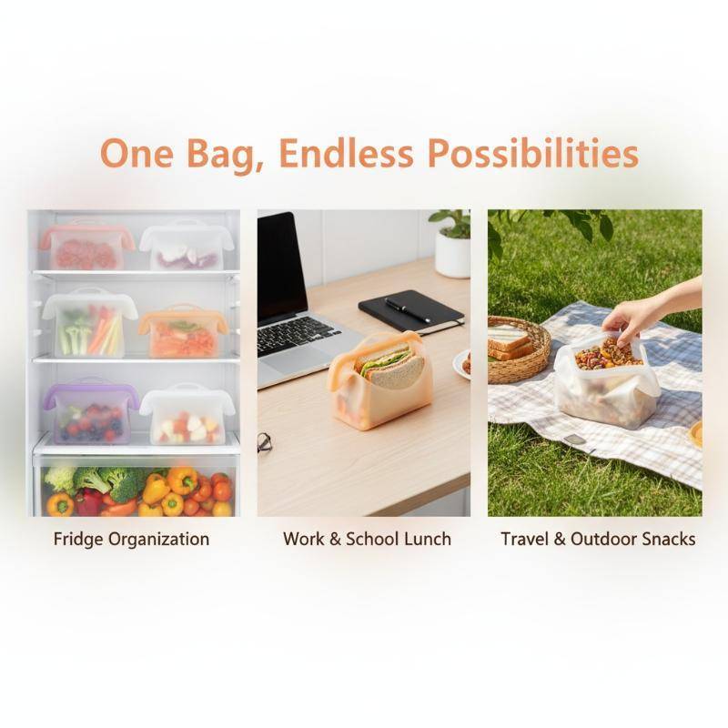 SPGH Freezer Fresh Keeping Bag 1000-1500ml นํากลับมาใช้ใหม่รั่วสําหรับปิคนิคร้อน