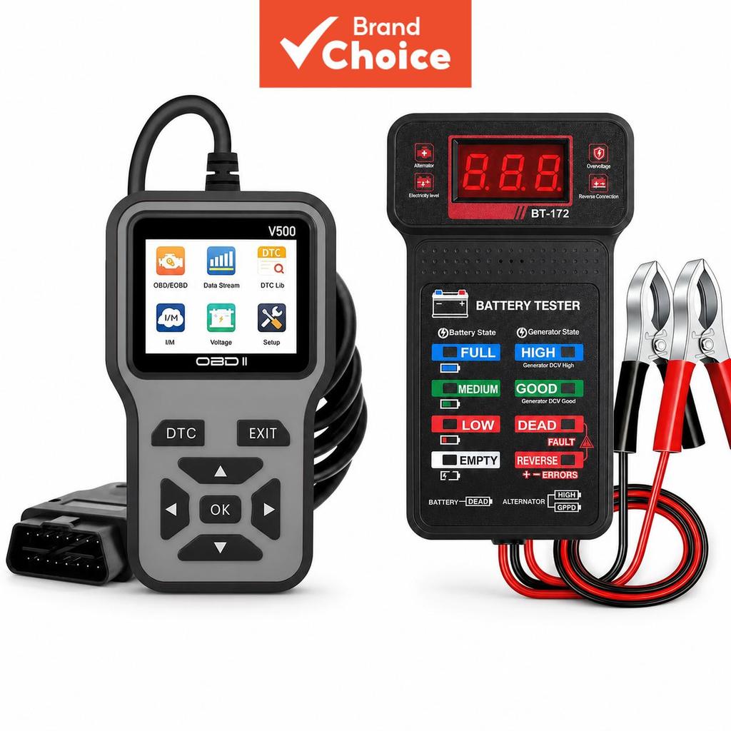 Obd2 Scanner ชุดทดสอบแบตเตอรี่รถยนต์ 2 ชิ้น เครื่องอ่านรหัส Obd2 เครื่องวิเคราะห์แบตเตอรี่รถยนต์