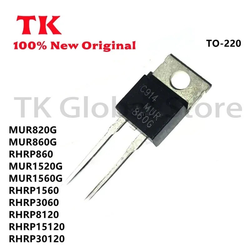 10PCS MUR860 MUR1560G RHRP1560 RURP8120 RURP15120 RURP3060 RHRP860 RHRP30120 TO-220 , ในสต็อกชิป ic 