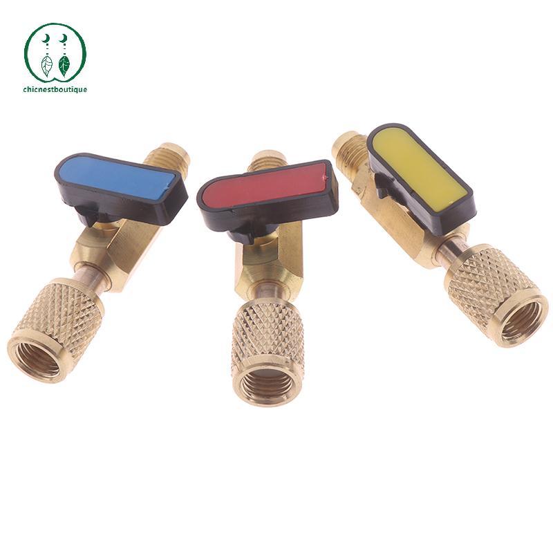 [Chicnest] 1/4 "ชายถึง 1/4" หญิง SAE บอลวาล์วตรง AC ชาร์จสําหรับ R22 สารทําความเย็น BU