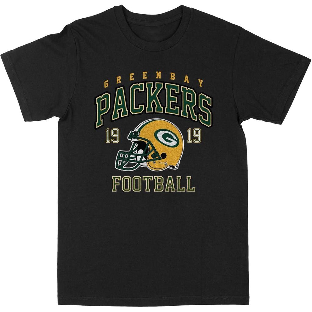 เสื้อยืดสีดําหมวกกันน็อค Green Bay Packers