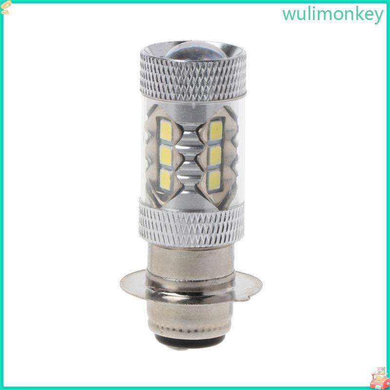 WU รถจักรยานยนต์สกู๊ตเตอร์ไฟหน้าไฟตัดหมอกหลอดไฟ PX15D H6 80W 6500K 16 หลอดไฟ LED