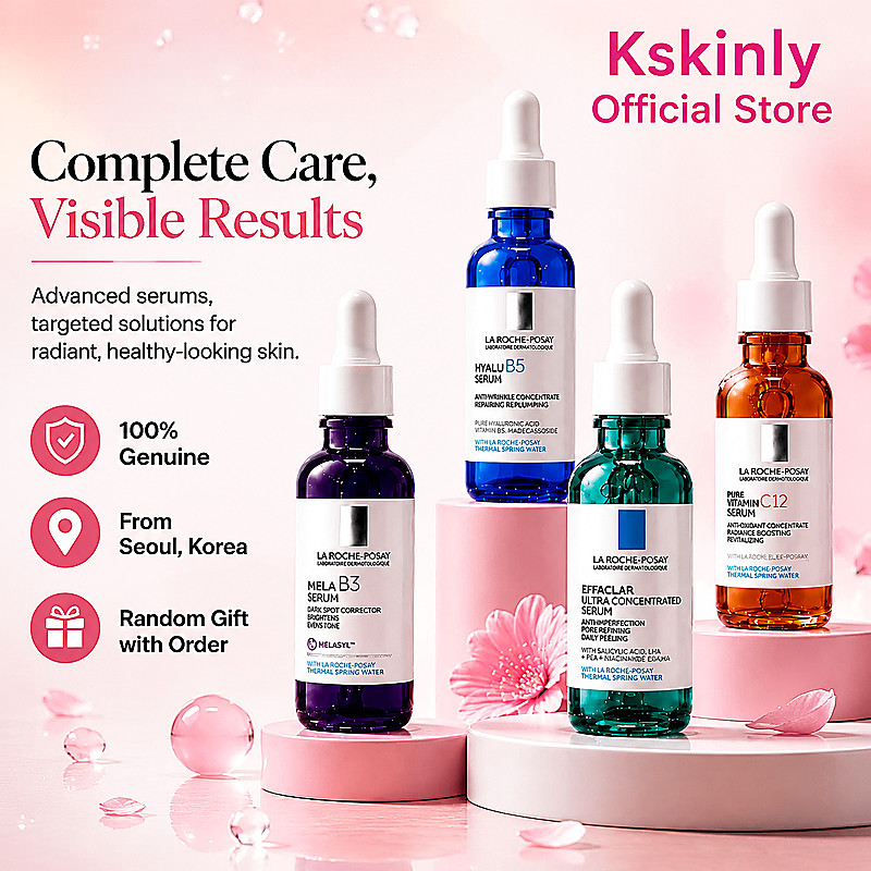 La Roche Posay Multi-Effect 4-Serum Skincare Gift Set B5 B3 Green VC Repair Facial Serum เกาหลี ส่งจ