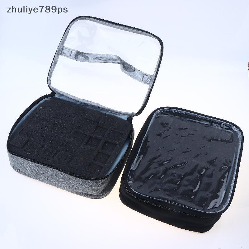 Zhuliye789ps] 30-Slot Nail Polish Storage Bag, Bla Grey Portable Hand-Held Large Cosmetic Bag, Holdi