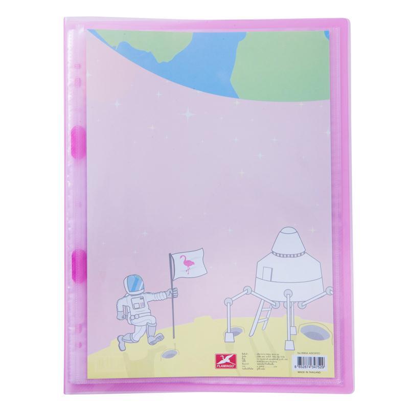 แฟ้มโชว์พลาสติก ฟลามิงโก้ 9085A สีชมพู A4 เล่ม